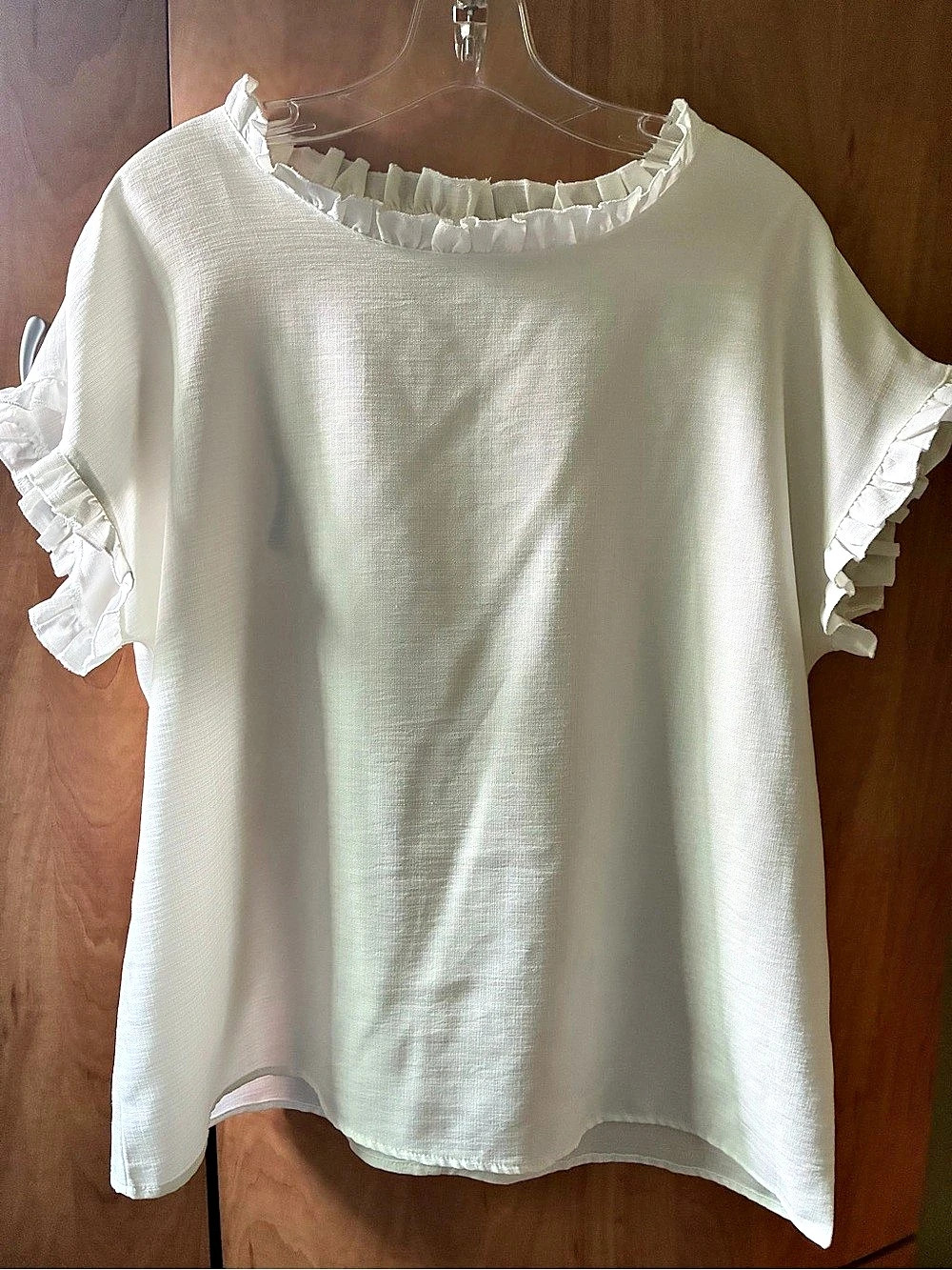 Ruffle Sleeve Blouse in White